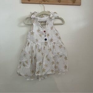OshKosh B'gosh White & Gold Baby girl Dress size 12 months no flaws patriotic